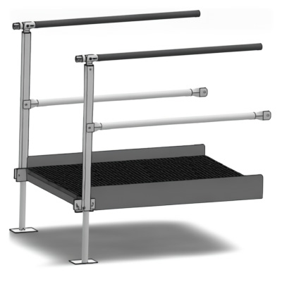 QRamp top landing platform providing level access at doorway